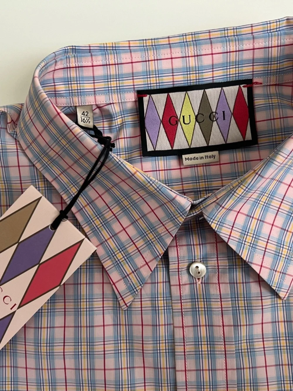 Gucci Men's Shirt size 42 Large 16 1/2 Cotton 50% Polyester 50% Special Logo New